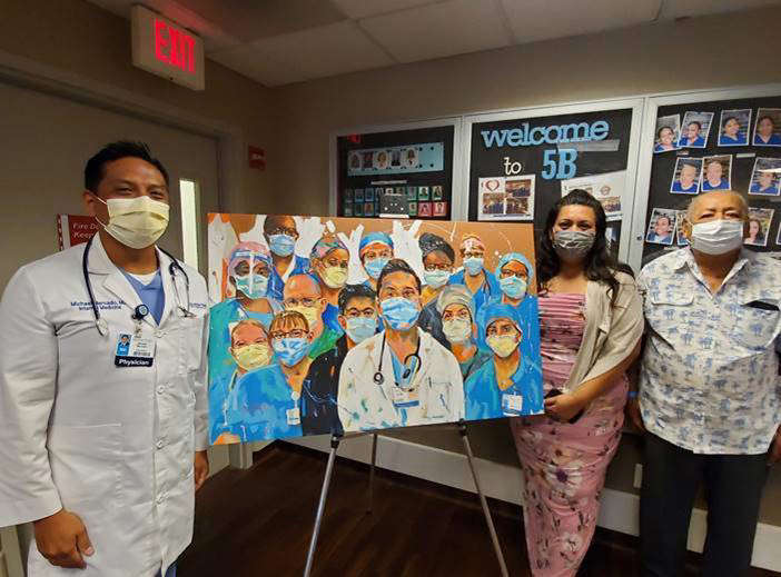 Healthcare Heroes Honored with Personalized Painting by COVID-19 Patient’s Daughter
