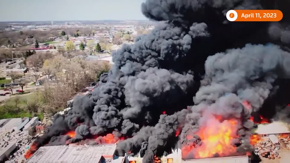 VIDEO: Massive Fire Triggers Evacuations in Indiana