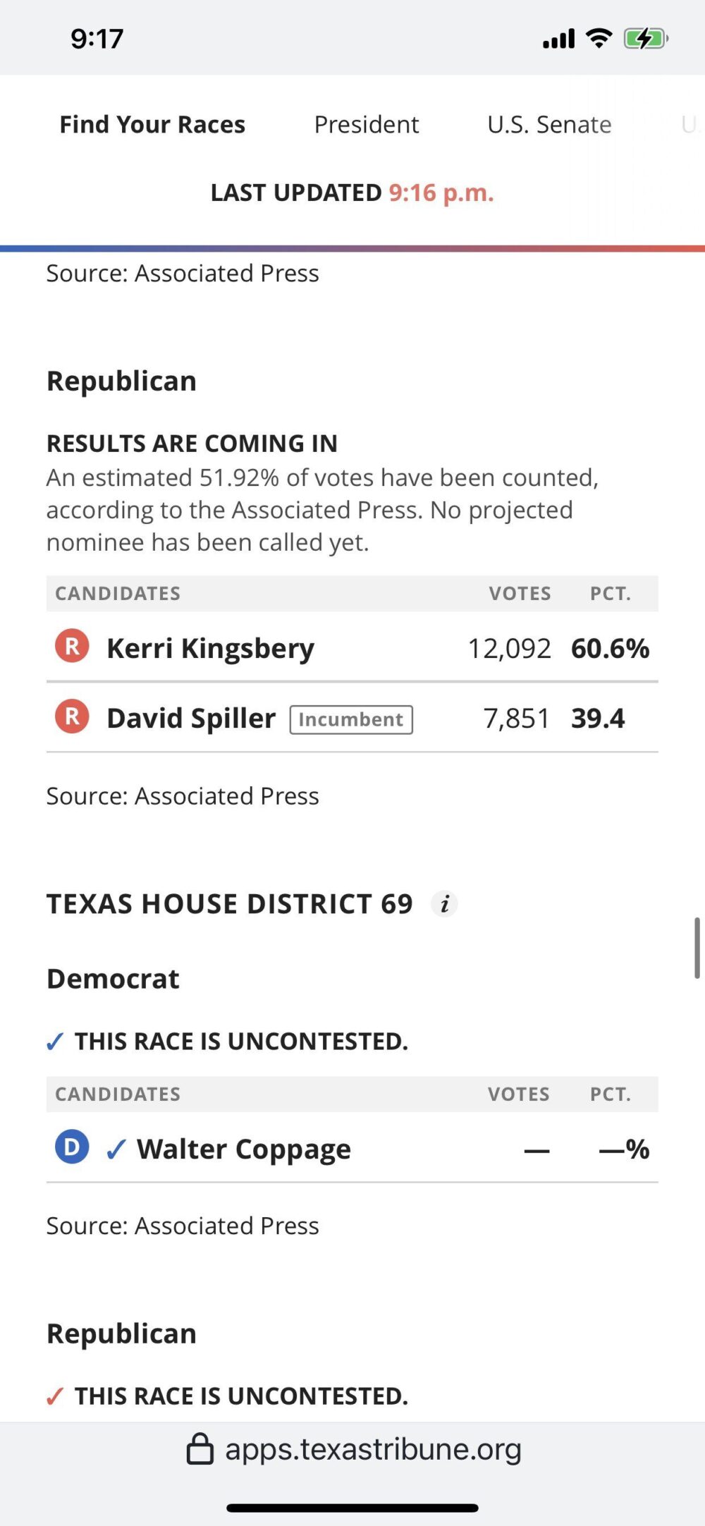 Election Results Before Switch