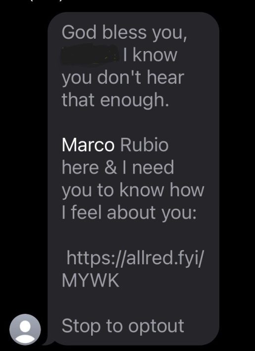Text to DX journalist reportedly from Sen. Rubio